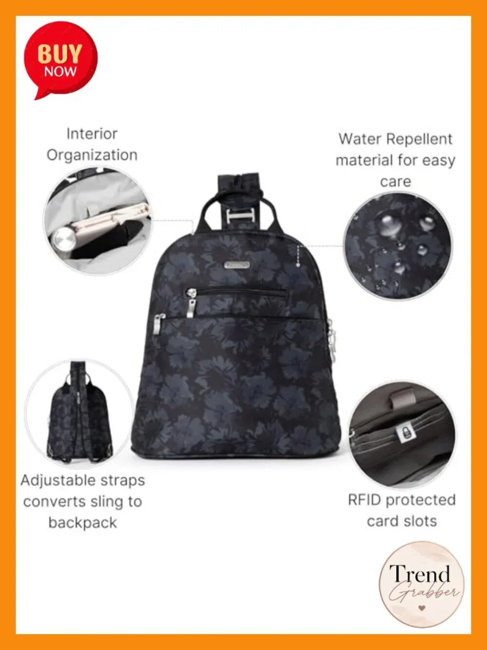Convertible Mini Backpack Purse with RFID Blocking, Adjustable Strap